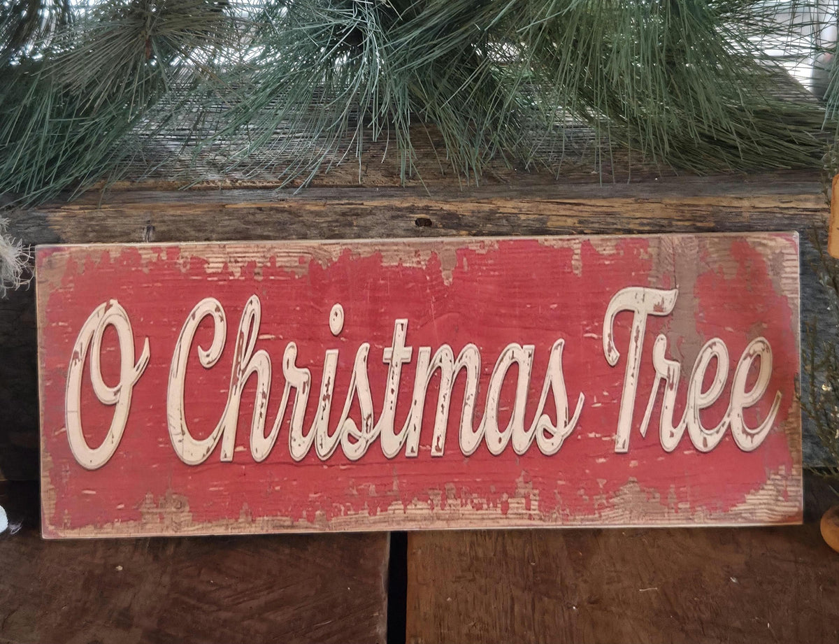 O Christmas Tree Wood Sign | Rustic Farmhouse Holiday Decor (13x5")