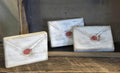 Primitive Valentine Wood Envelope Set | Hand Cut & Carved Love Letters with Faux Red Wax Seal Decor