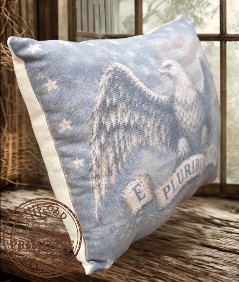 Primitive Eagle Pillow | Americana Farmhouse Decor | Colonial Style Accent