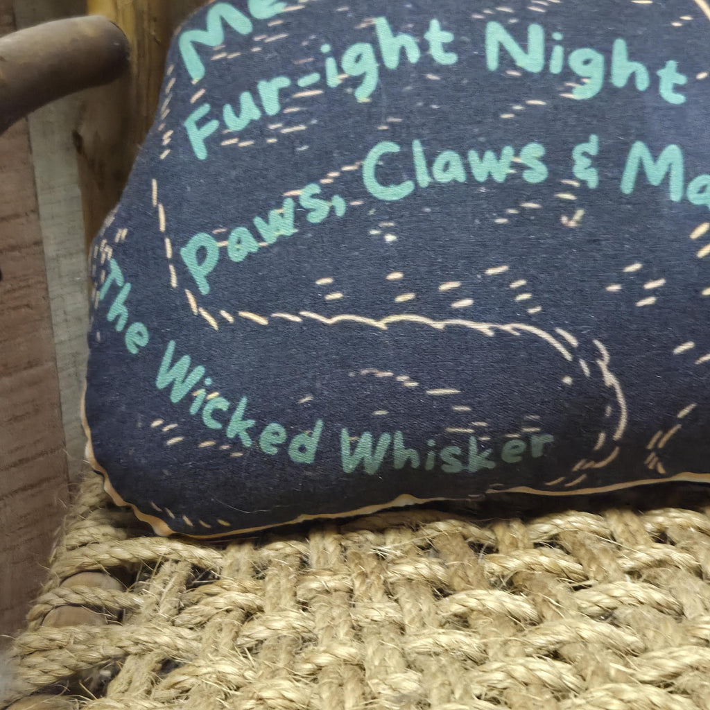 Primitive Halloween Black Cat Pillow | Folk Art Fall Decor, Rustic Farmhouse Accent