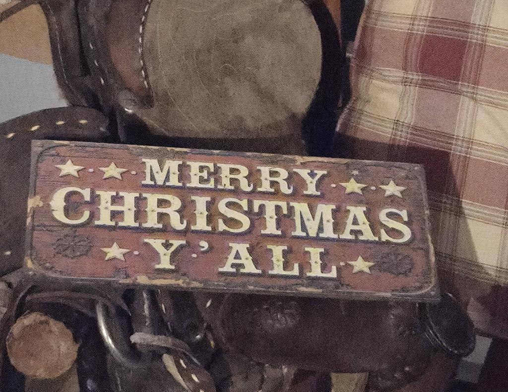 Merry Christmas Y'all Wood Sign | Rustic Western Holiday Decor (13x5")