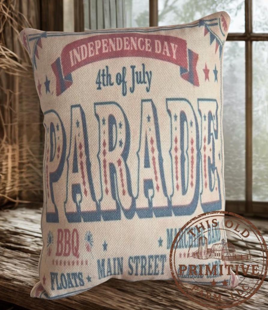 Primitive Farmhouse Pig Shelf Sitter | Patriotic 4th of July Parade Decor