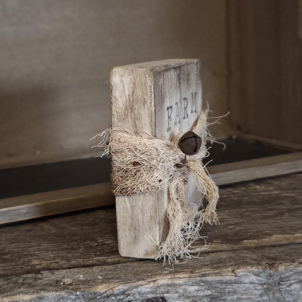 Primitive Farmhouse Goose Shelf Sitter | Rustic Farm Decor, Hand-Stamped Wood Block