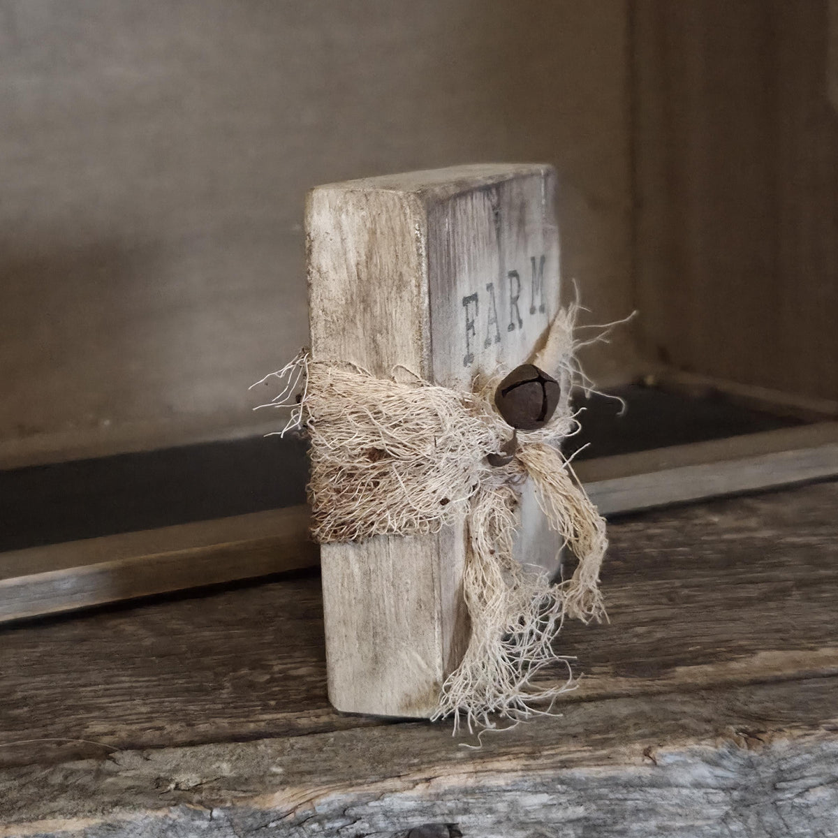 Primitive Farmhouse Goose Shelf Sitter | Rustic Farm Decor, Hand-Stamped Wood Block
