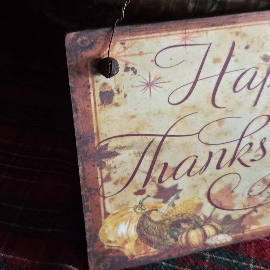 Handmade Thanksgiving Wood Sign | Rustic Farmhouse Turkey Artwork (13x5")