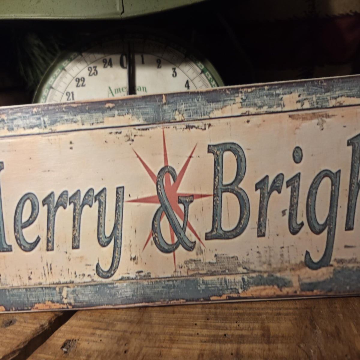 Merry & Bright Rustic Farmhouse Christmas Wood Sign (13x5)