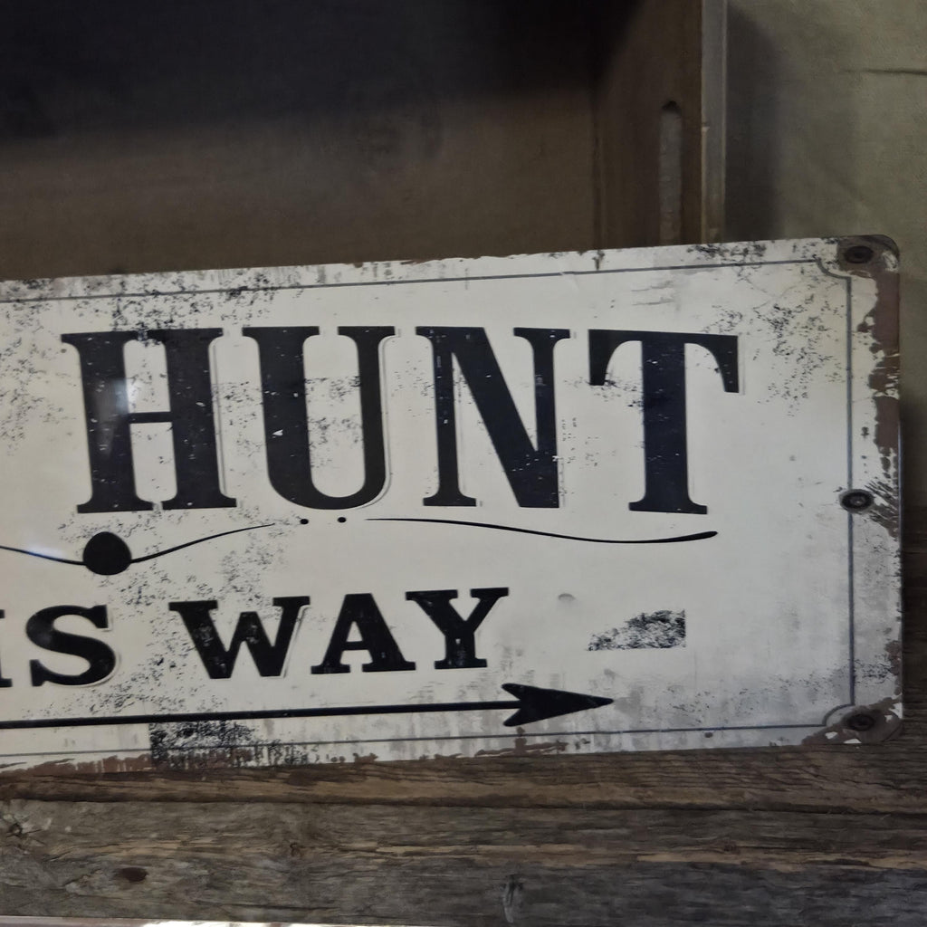 Primitive Egg Hunt Metal Sign | Rustic Farmhouse Spring Easter Decor