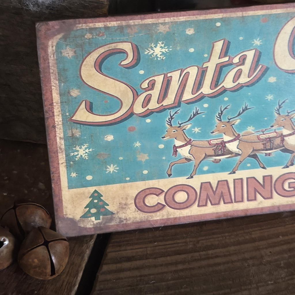 Handmade Santa Claus Christmas Wood Sign | Rustic Farmhouse Holiday Decor (13x5)