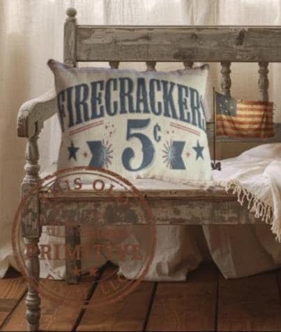 Firecrackers 5 Cents Pillow | Americana Farmhouse July 4th Decor
