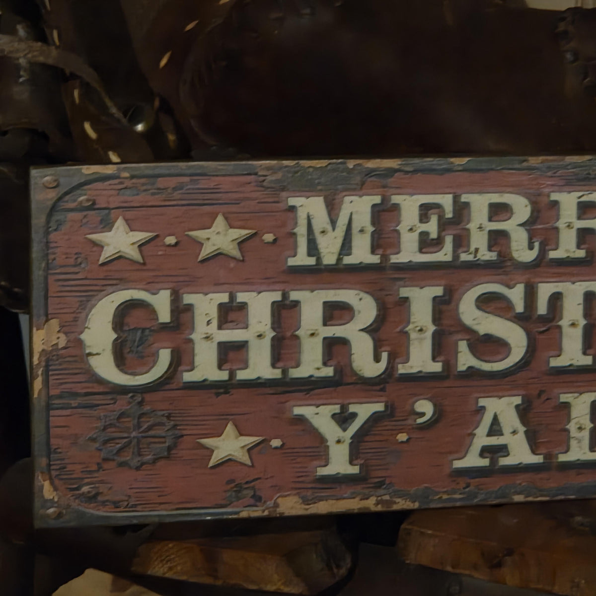 Merry Christmas Y'all Wood Sign | Rustic Western Holiday Decor (13x5")