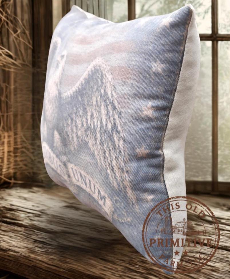 Primitive Eagle Pillow | Americana Farmhouse Decor | Colonial Style Accent