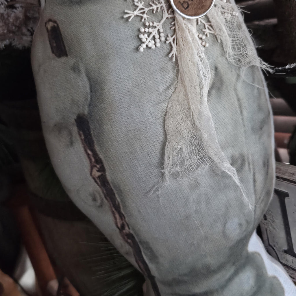 Primitive Farmhouse Snowman Pillow | Rustic Christmas Shelf Sitter Prop