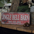 Handmade Jingle Bell Barn Sign | Rustic Farmhouse Holiday Decor (13x5)