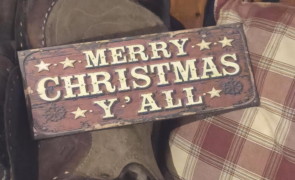 Merry Christmas Y'all Wood Sign | Rustic Western Holiday Decor (13x5")