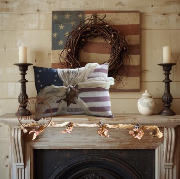 Primitive Betsy Ross Flag Pillow | 13 Star Americana Decor, Colonial Farmhouse Accent