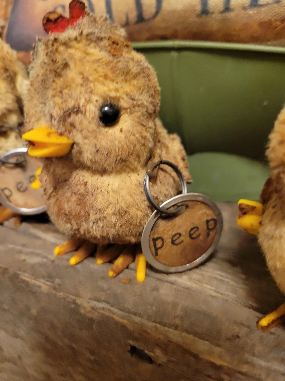 Primitive Cinnamon Grunged Easter Chick Decor | Vintage-Style Plush Spring Accent | Rustic Farmhouse Display