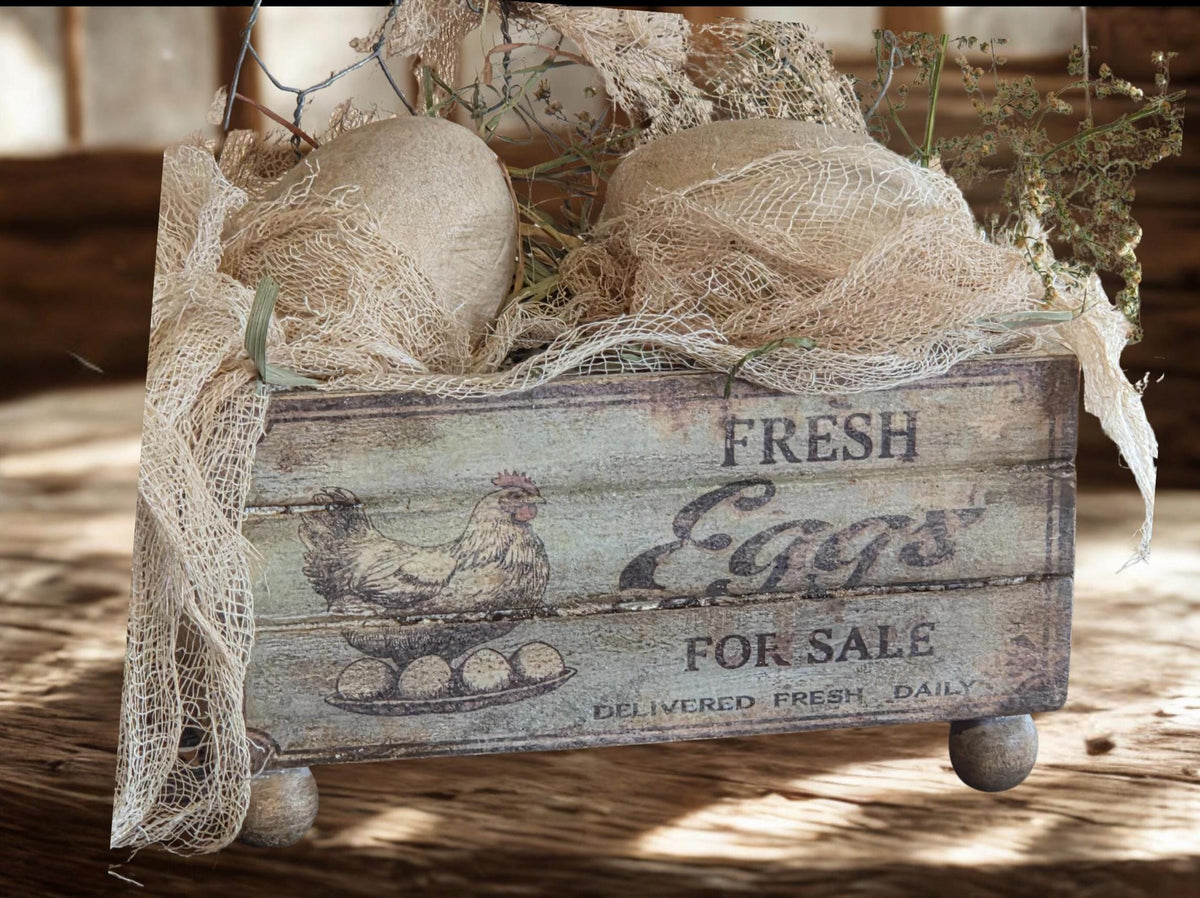 Primitive Egg Crate Display – Farmhouse Spring Decor, Rustic Farmhouse Accent