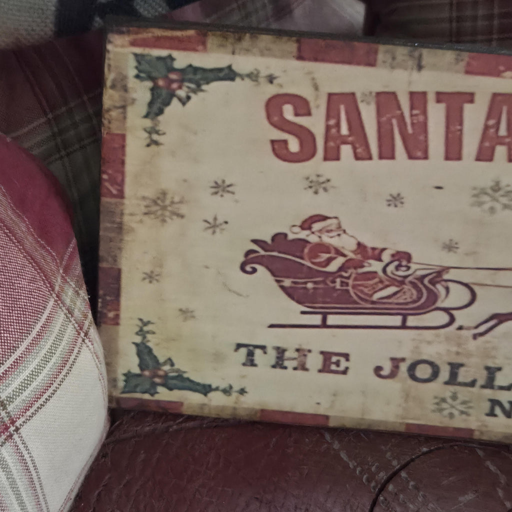 Handmade Santa's Reindeer Fuel Wood Sign | Rustic Farmhouse Christmas Decor (13x5")