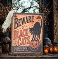 Primitive Black Cat Halloween Sign | Rustic Folk Art Wood Decor