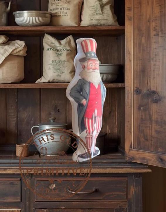 Uncle Sam Shelf Sitter Pillow | Primitive Americana Patriotic Decor (12" Tall)