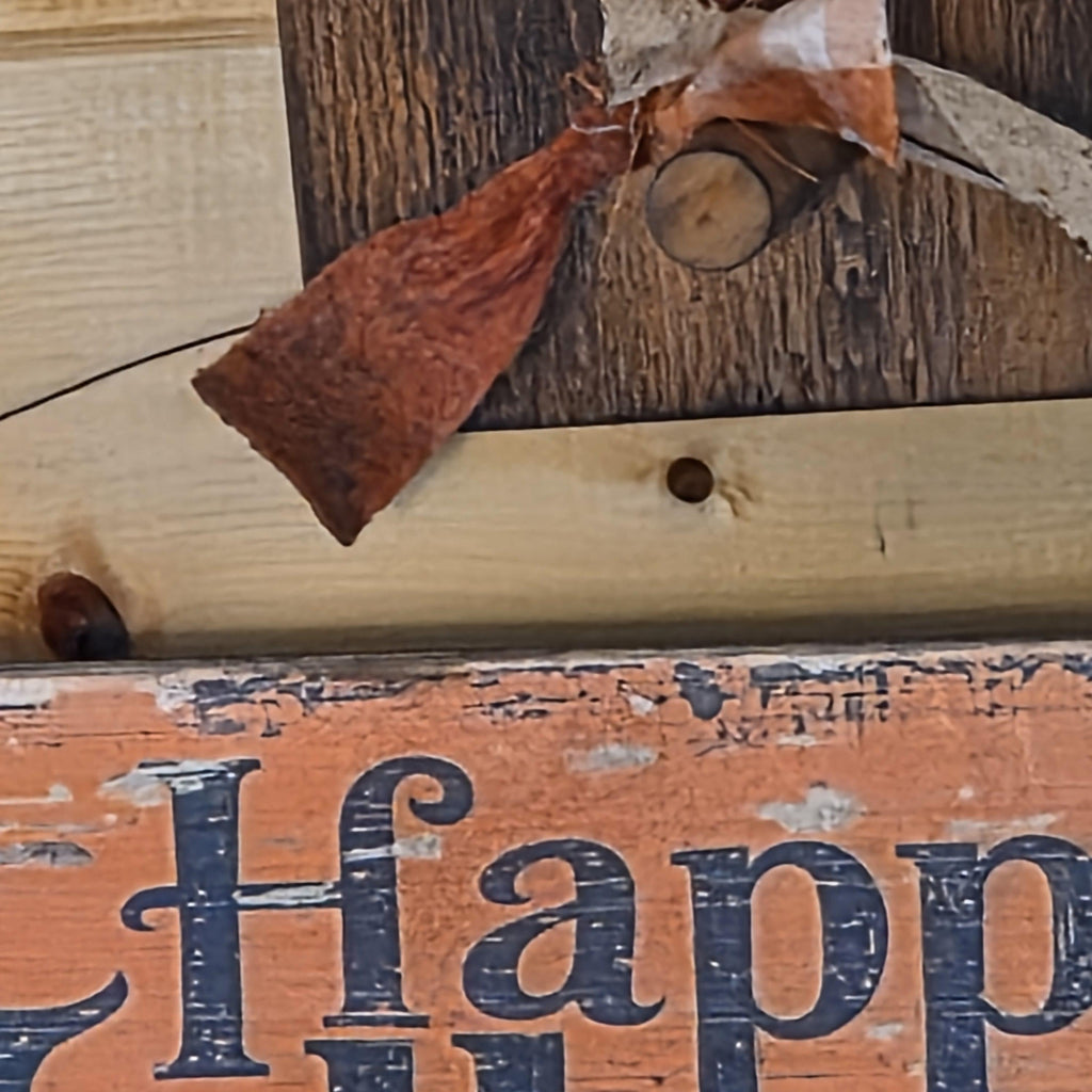 Primitive Happy Halloween Wood Sign | Rustic Farmhouse Folk Art Decor (13" x 5")