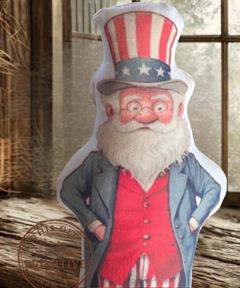 Uncle Sam Shelf Sitter Pillow | Primitive Americana Patriotic Decor (12" Tall)