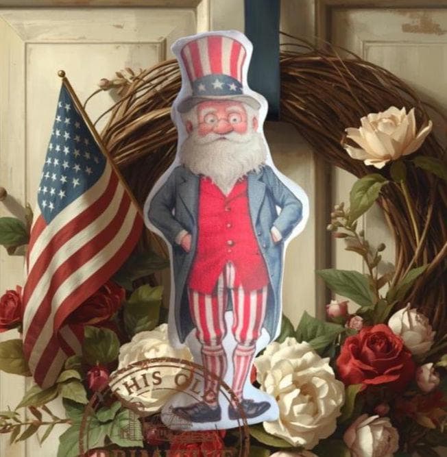 Uncle Sam Shelf Sitter Pillow | Primitive Americana Patriotic Decor (12" Tall)