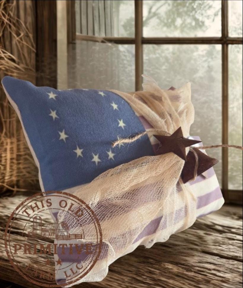Primitive Americana 13 Star Pillow | Tuck Shelf Sitter, Rustic Farmhouse Decor