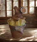 Primitive Cinnamon Grunged Bunny Pail – Mercantile Spring Shelf Accent – Farmhouse Easter Decor