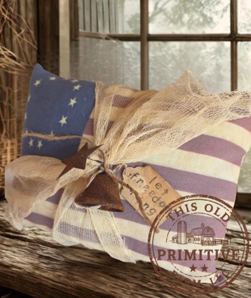 Primitive Americana 13 Star Pillow | Tuck Shelf Sitter, Rustic Farmhouse Decor