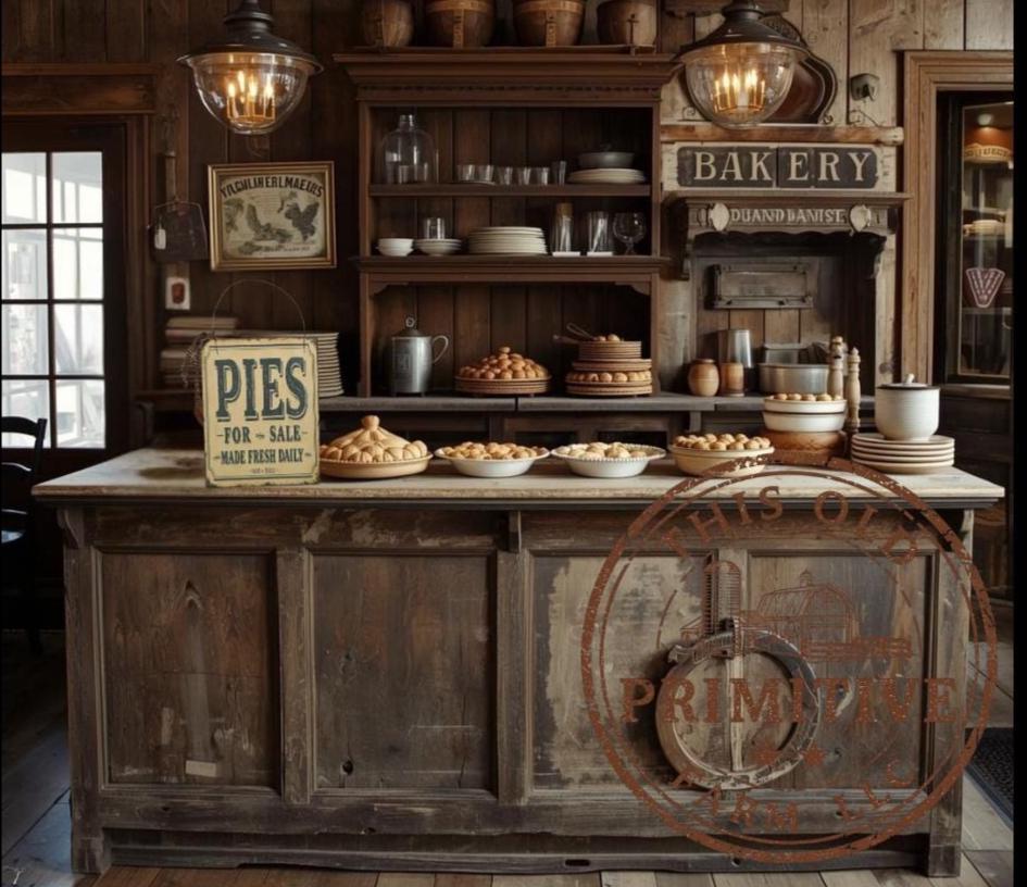 Pies Sign – Vintage Farm Bakery Folk Art Kitchen Decor