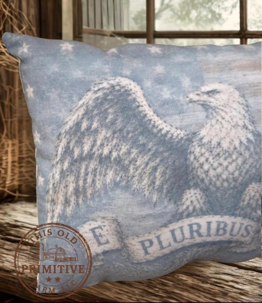 Primitive Eagle Pillow | Americana Farmhouse Decor | Colonial Style Accent