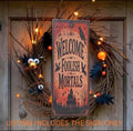 Primitive Halloween Sign | Welcome Foolish Mortals Rustic Wood Decor