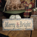 Merry & Bright Rustic Farmhouse Christmas Wood Sign (13x5)