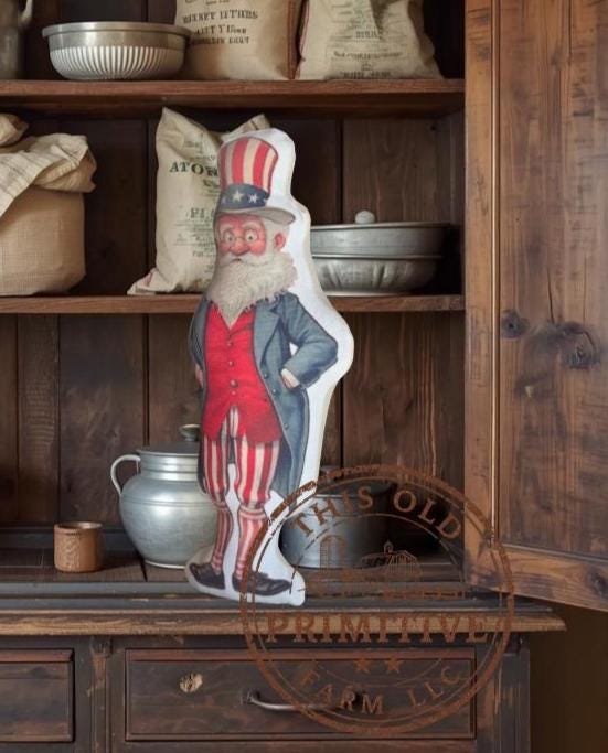 Uncle Sam Shelf Sitter Pillow | Primitive Americana Patriotic Decor (12" Tall)