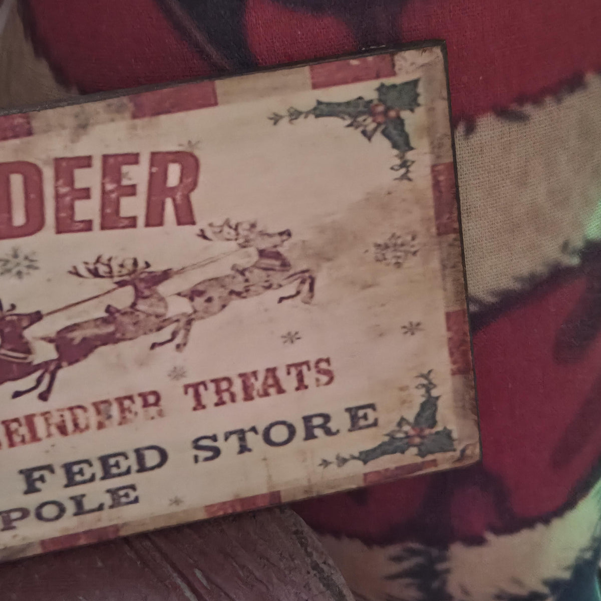 Handmade Santa's Reindeer Fuel Wood Sign | Rustic Farmhouse Christmas Decor (13x5")