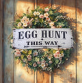 Primitive Egg Hunt Metal Sign | Rustic Farmhouse Spring Easter Decor