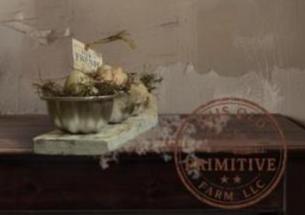 Primitive Farm Fresh Eggs Mercantile Pantry Display | Rustic Egg Bowl Shelf Sitter | Distressed Farmhouse Spring Easter Decor