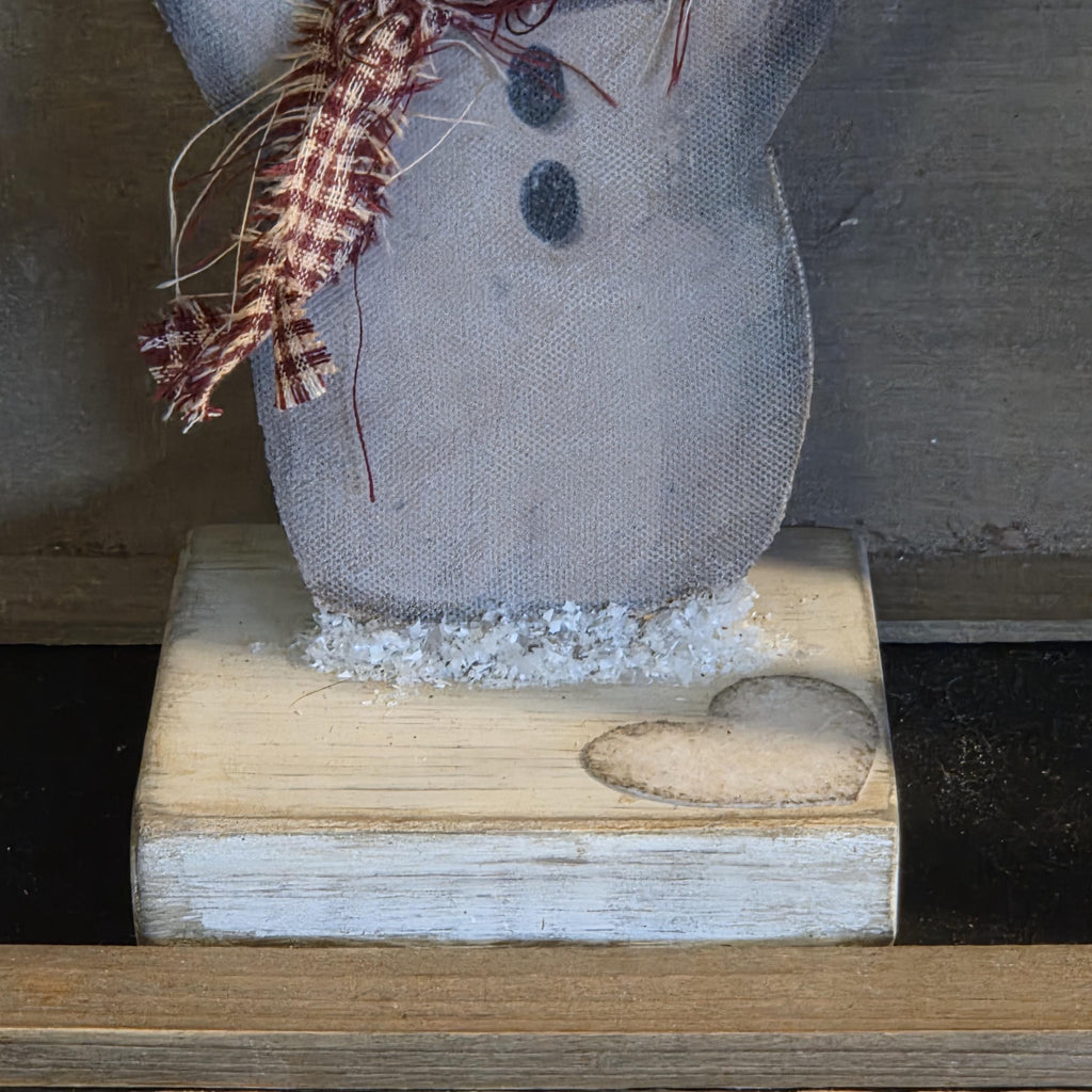 Primitive Valentine Snowman Shelf Sitter | XOXO LOVE Rustic Farmhouse Decor | Handmade Seasonal Accent