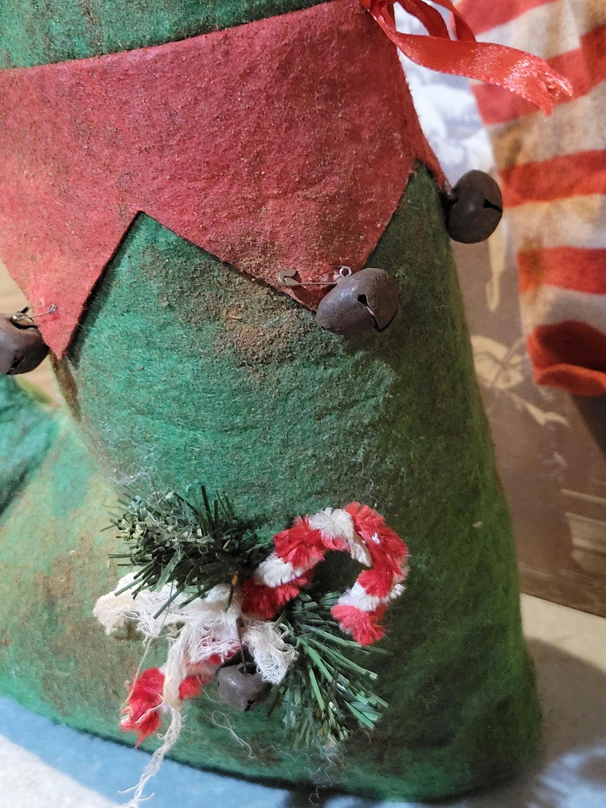 Primitive Elf Boot Candy Holder | Farmhouse Christmas Decor | Santa Helper Boot | Rustic Holiday Shelf Decor
