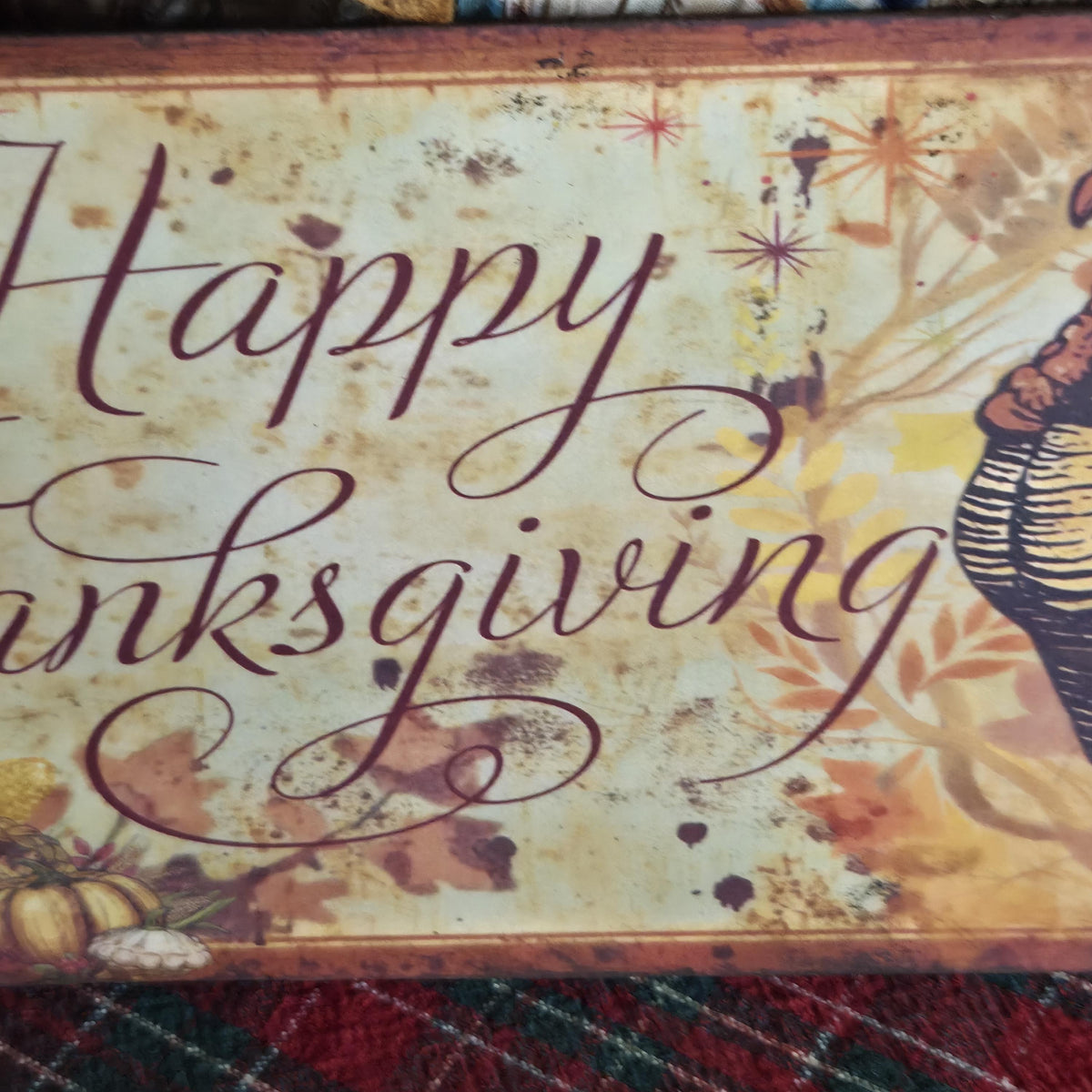 Handmade Thanksgiving Wood Sign | Rustic Farmhouse Turkey Artwork (13x5")