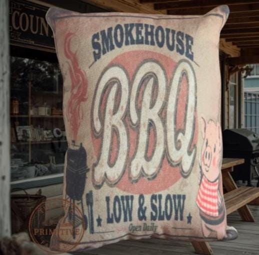 Primitive Farmhouse BBQ Pig Shelf Sitter, Rustic Summer Decor, Hand-Finished Hot Dog Accent