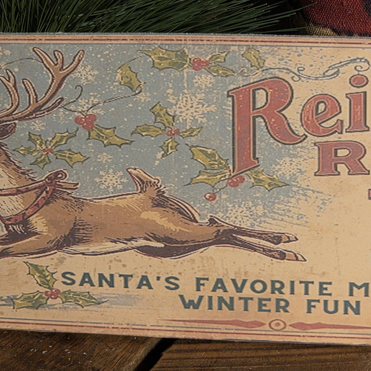 Handmade Reindeer Rides 10 cents Wood Sign | Rustic Farmhouse Christmas Decor (13x5)