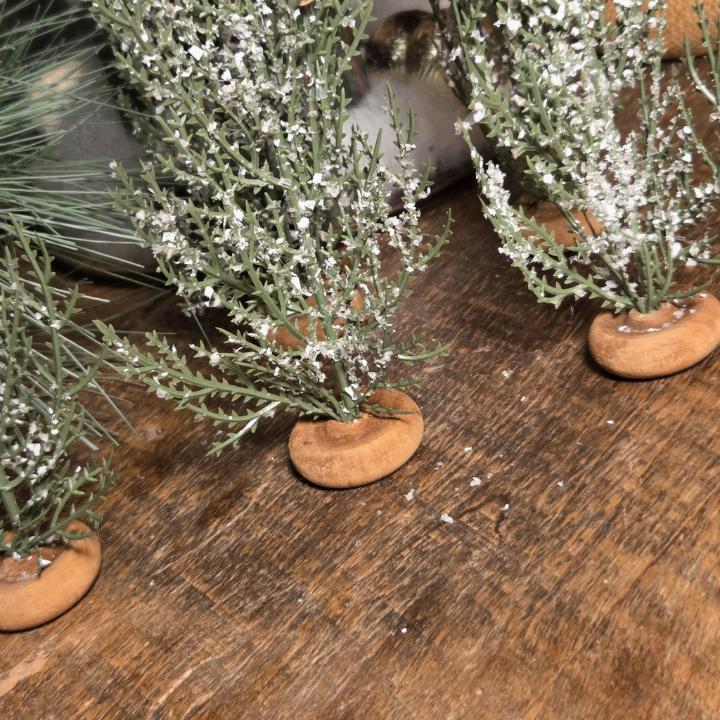 Primitive Snowy Pine Trees Set, Farmhouse Christmas Decor