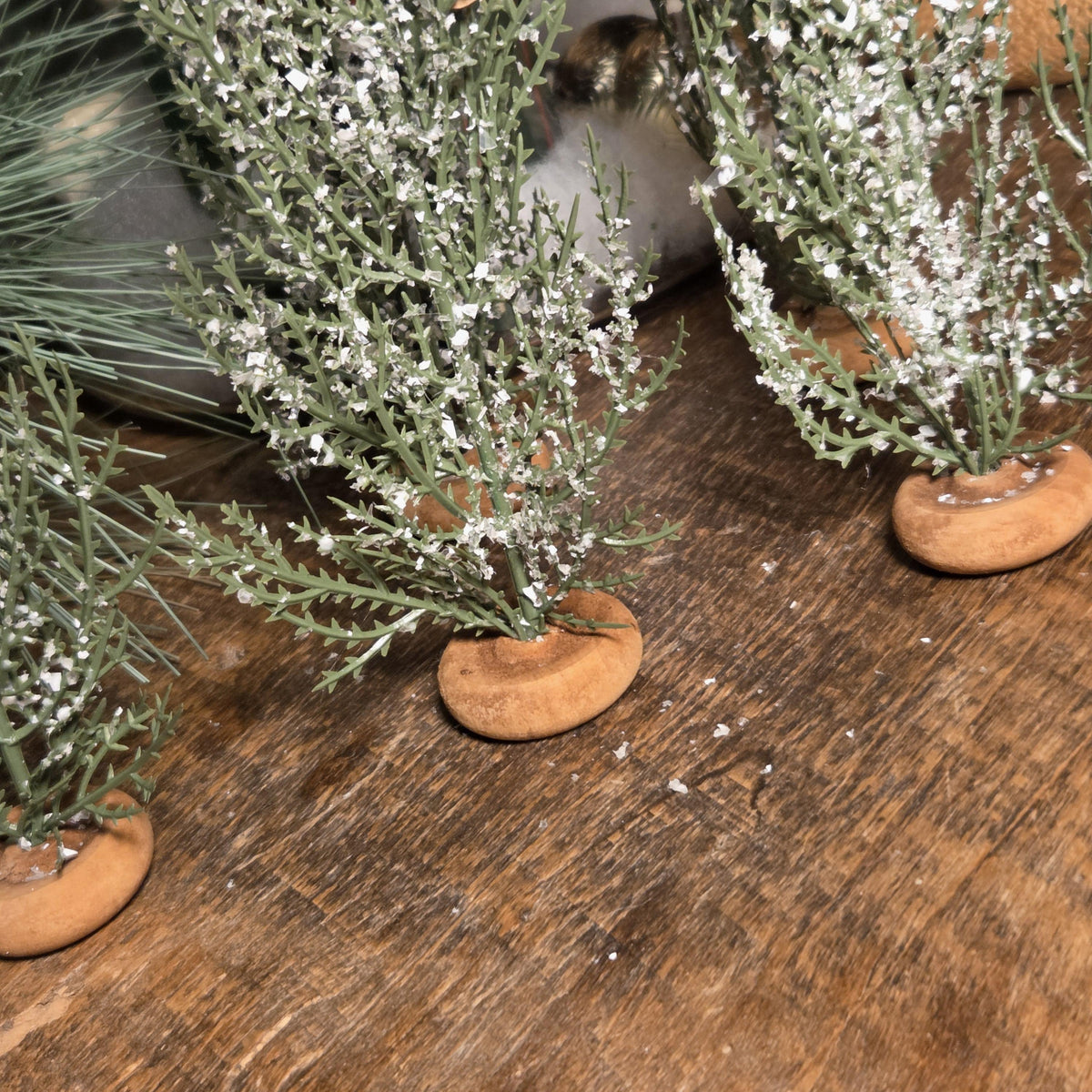 Primitive Snowy Pine Trees Set, Farmhouse Christmas Decor