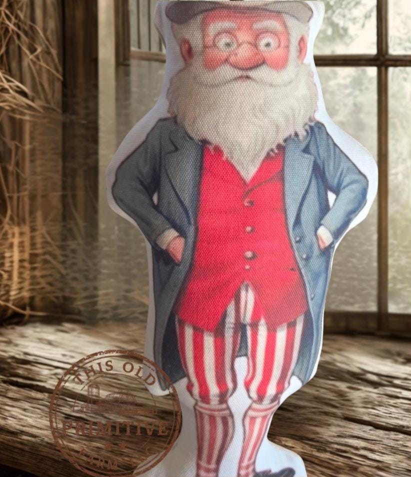 Uncle Sam Shelf Sitter Pillow | Primitive Americana Patriotic Decor (12" Tall)