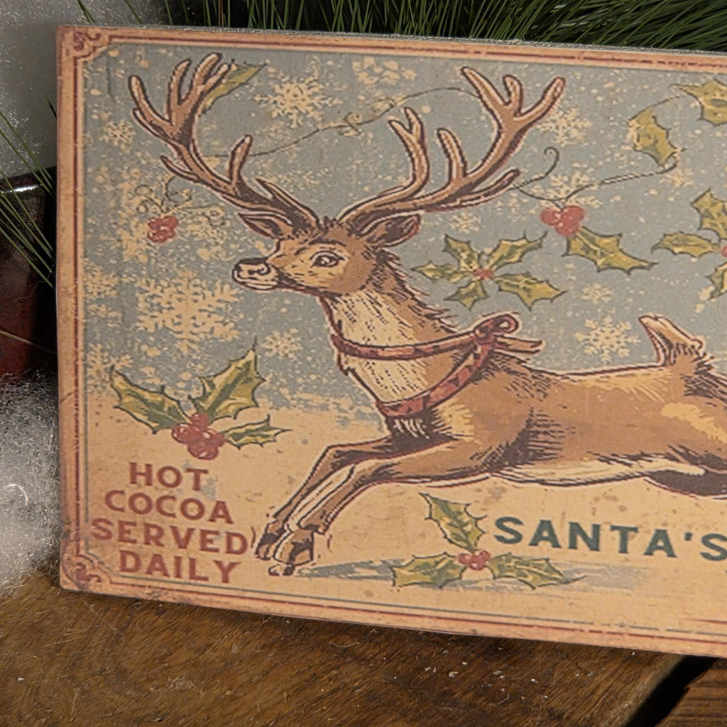 Handmade Reindeer Rides 10 cents Wood Sign | Rustic Farmhouse Christmas Decor (13x5)