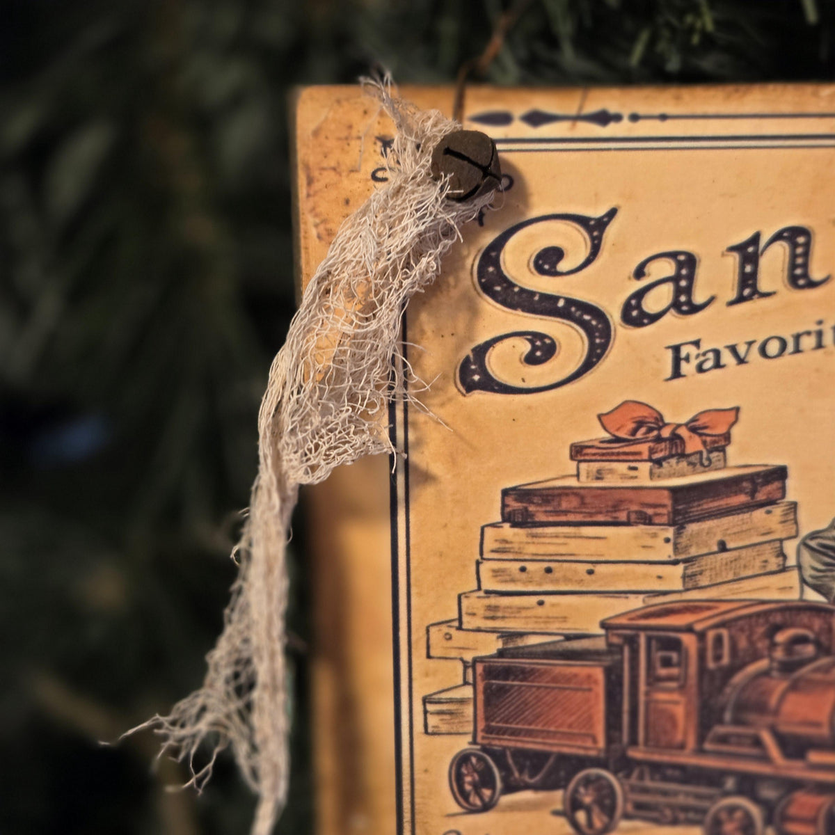 Santa's Favorite Toys Wood Sign | Rustic Farmhouse Christmas Decor (13x5")