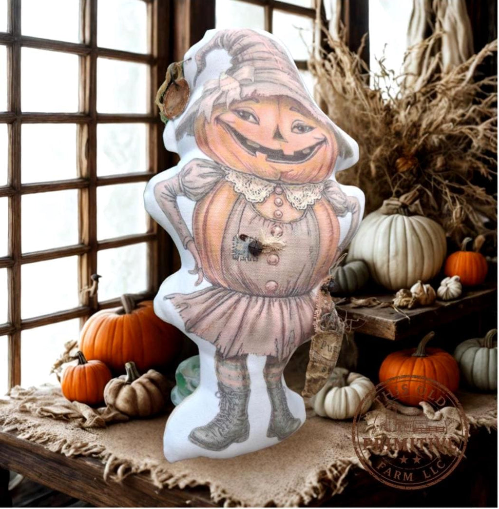 Primitive Pumpkin Patch Doll | Handmade Folk Art Autumn Decor