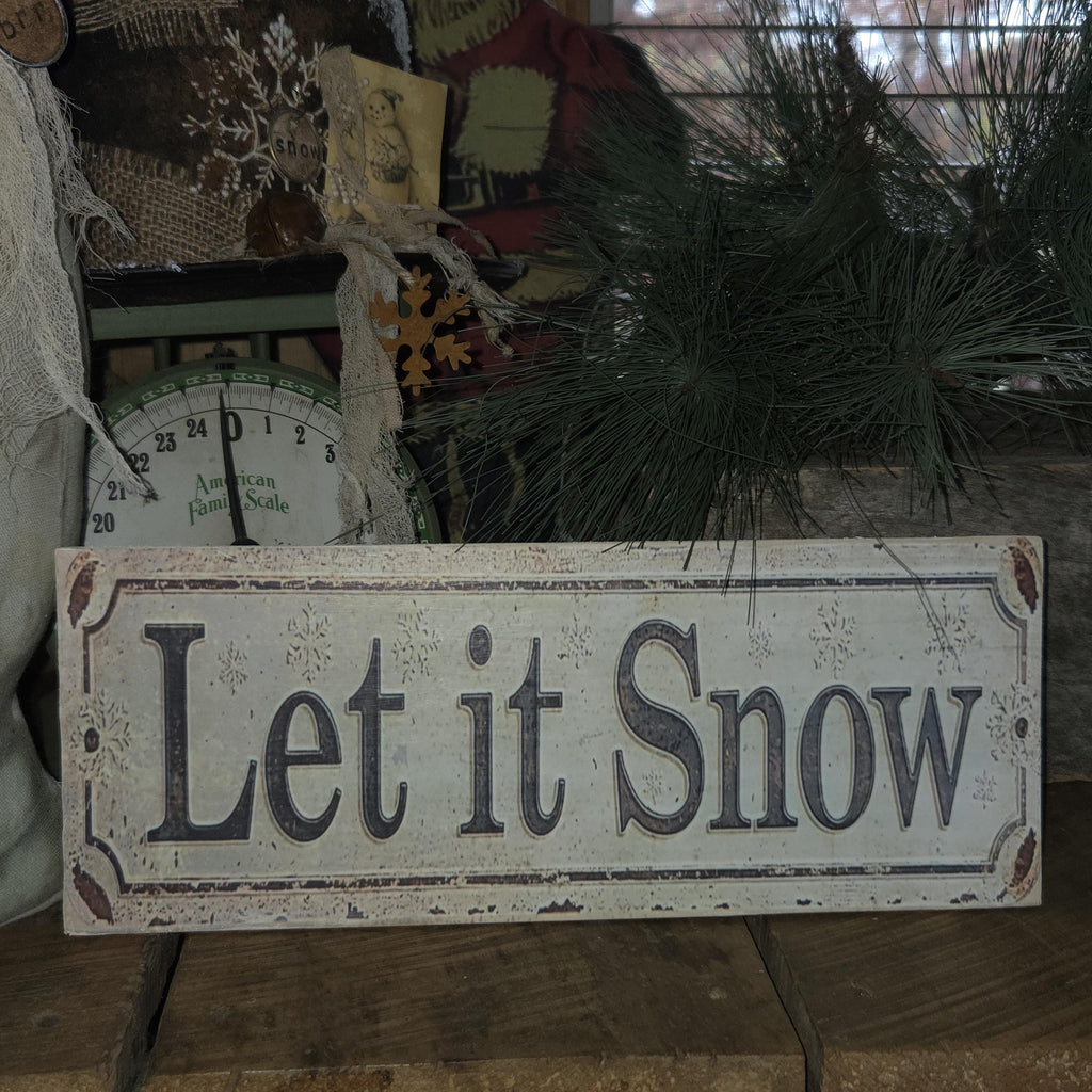 Let it Snow Wood Sign | Rustic Farmhouse Christmas Decor (13x5)